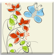 Kelebek ve çiçekler Desen